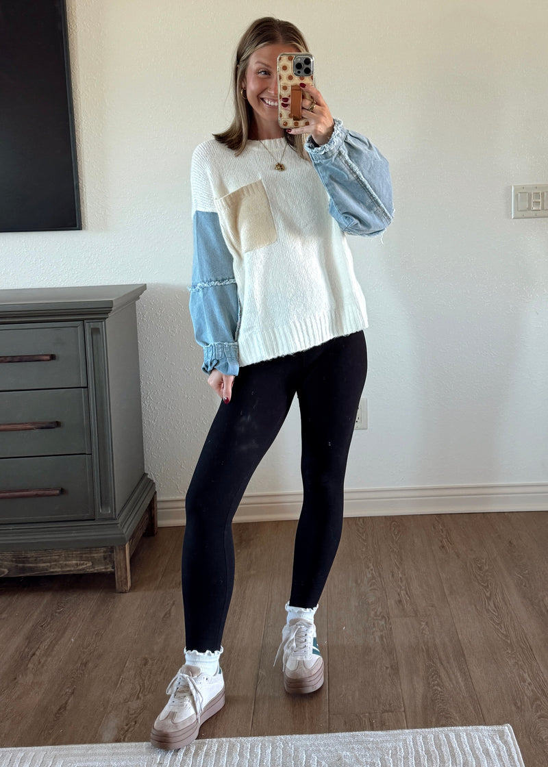 Briar Denim Sleeve Sweater