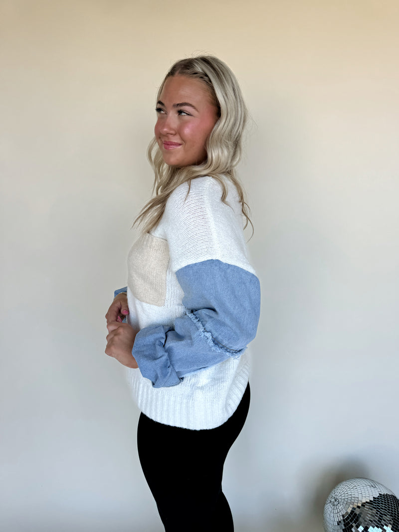 Briar Denim Sleeve Sweater