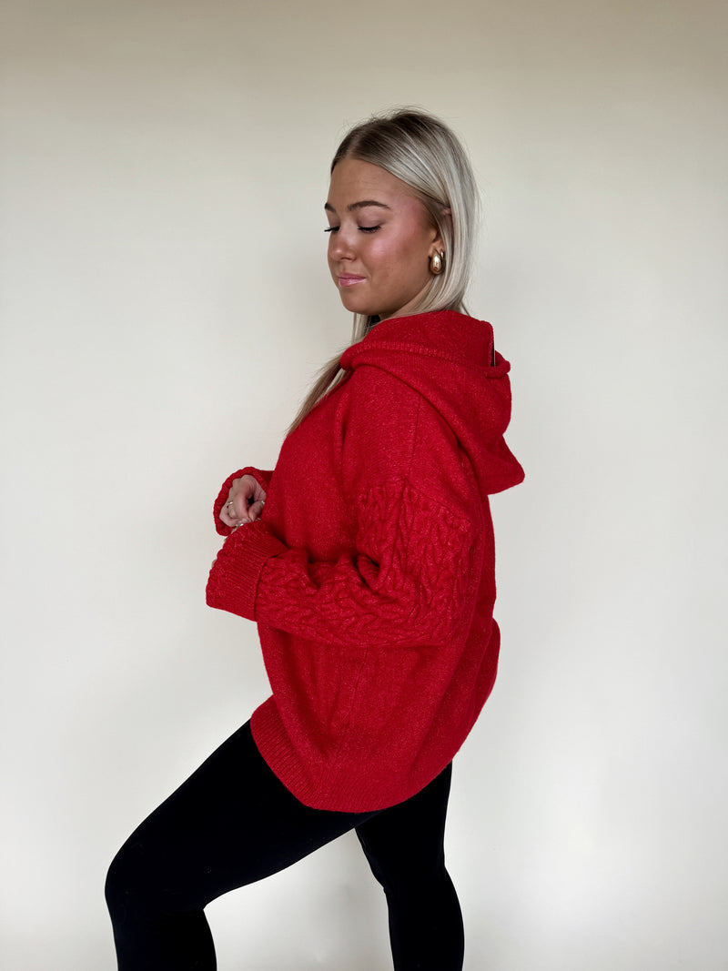 Fireside Sweater Hoodie-Red