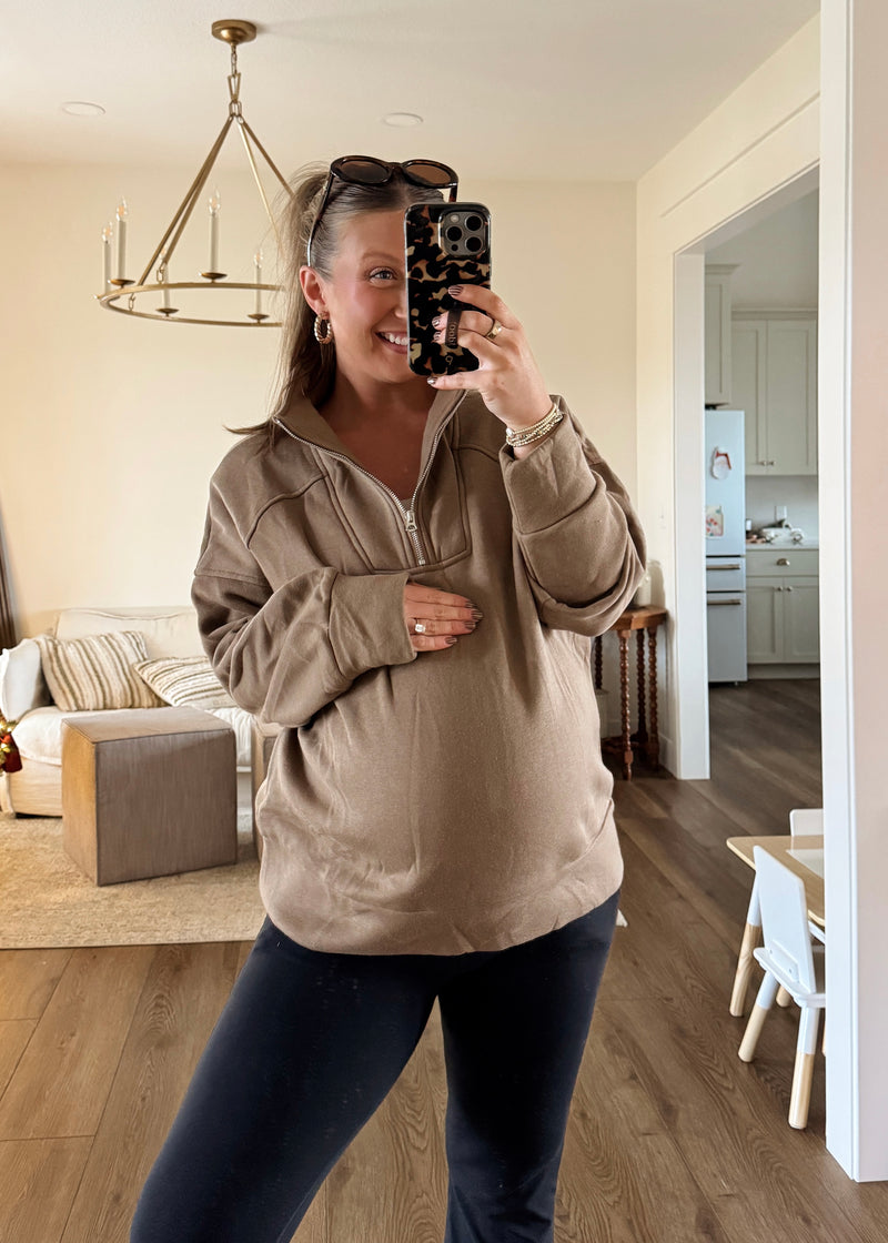 Mocha Please Zip Pullover