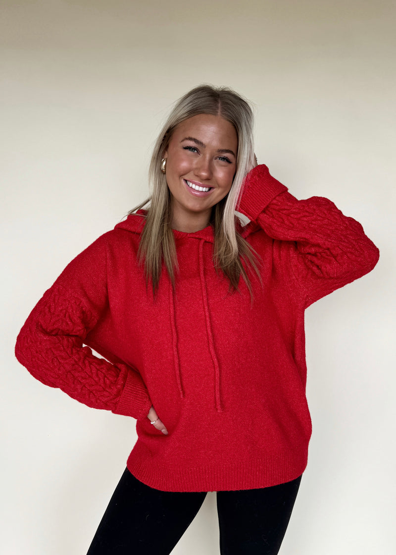 Fireside Sweater Hoodie-Red