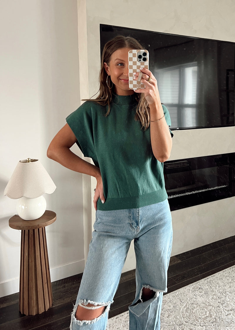 True Gem Sweater Top-Hunter Green