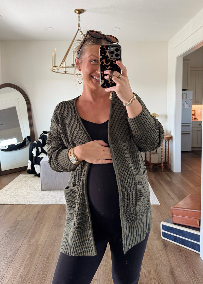 Joie Waffle Cardi-Olive