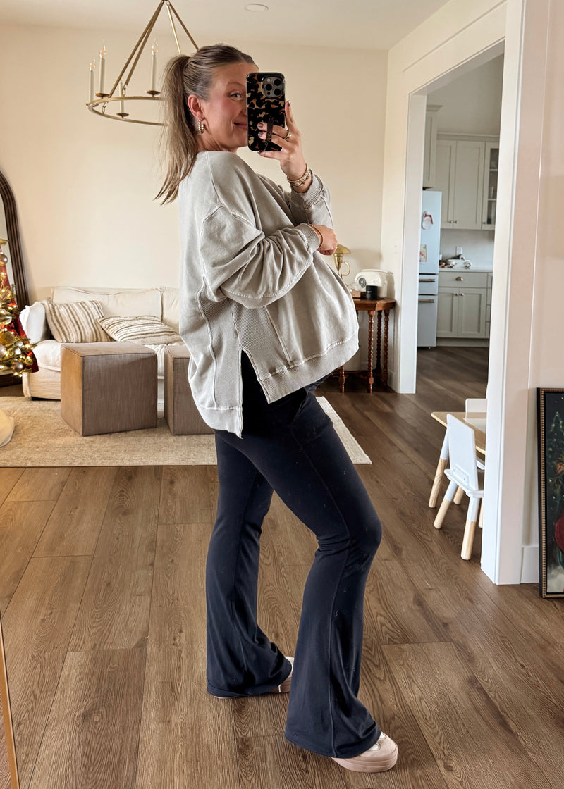 Vintage Wash Pullover-Ash Olive/Mocha