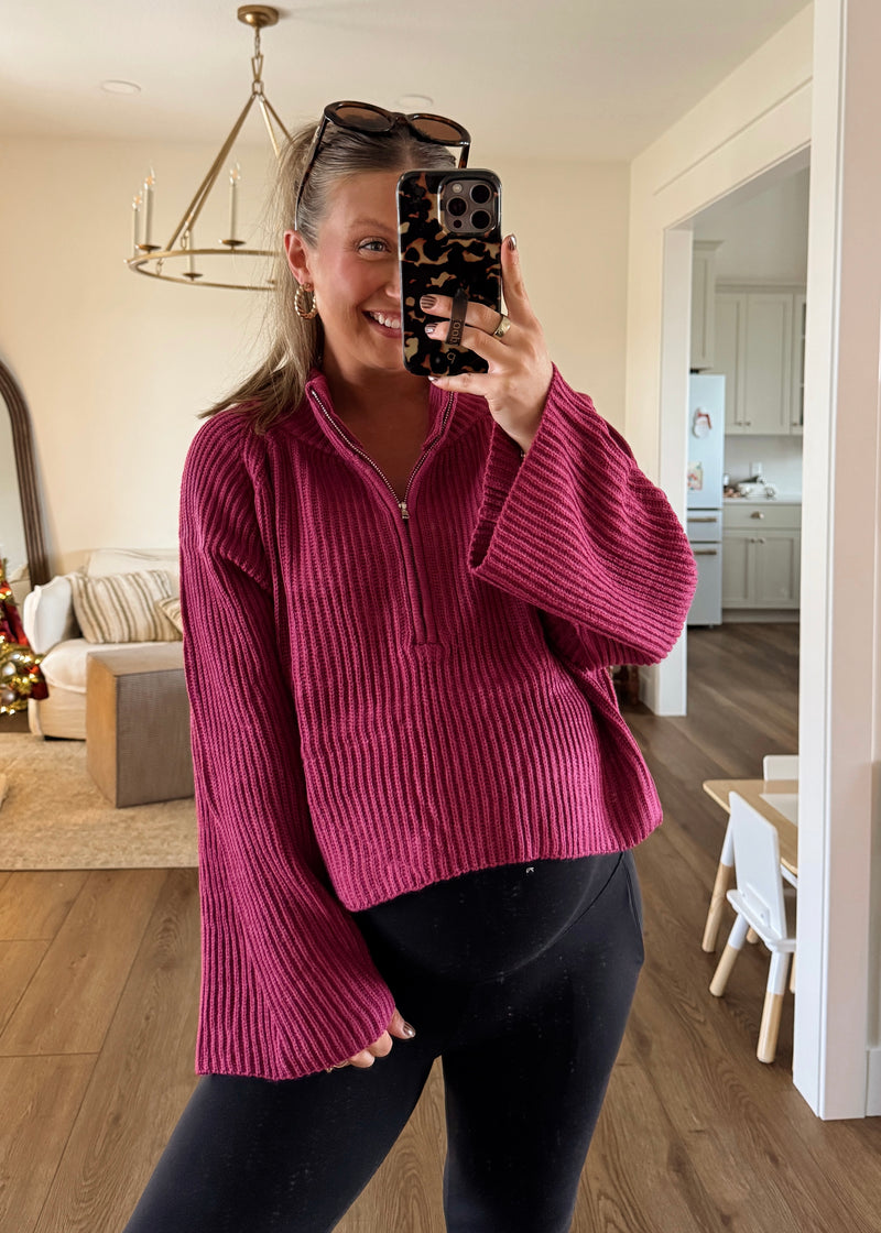 Wine Zip Sweater