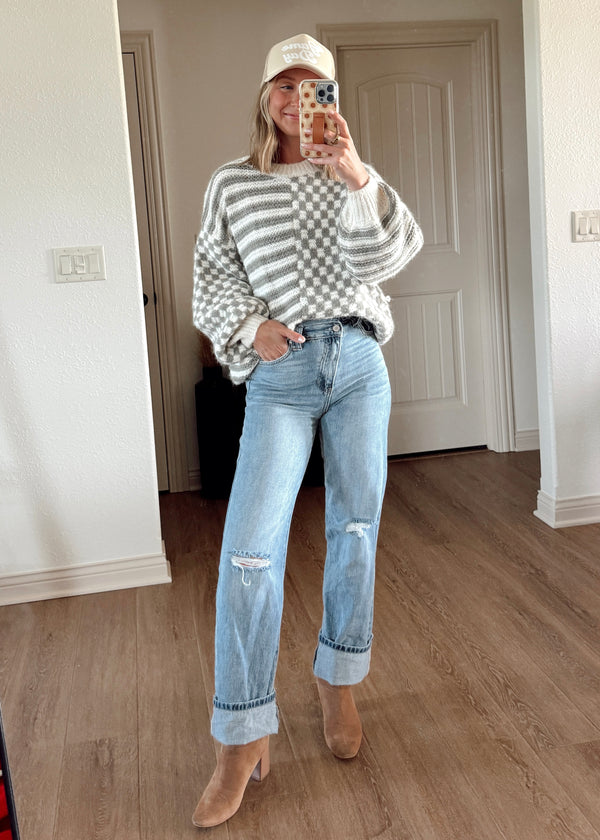 Olivia Check Stripe Sweater