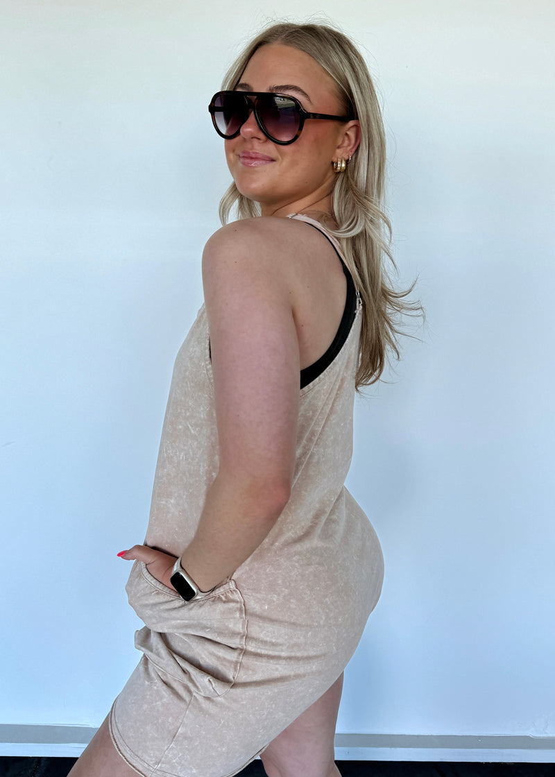 Ready to Go Romper- Sand