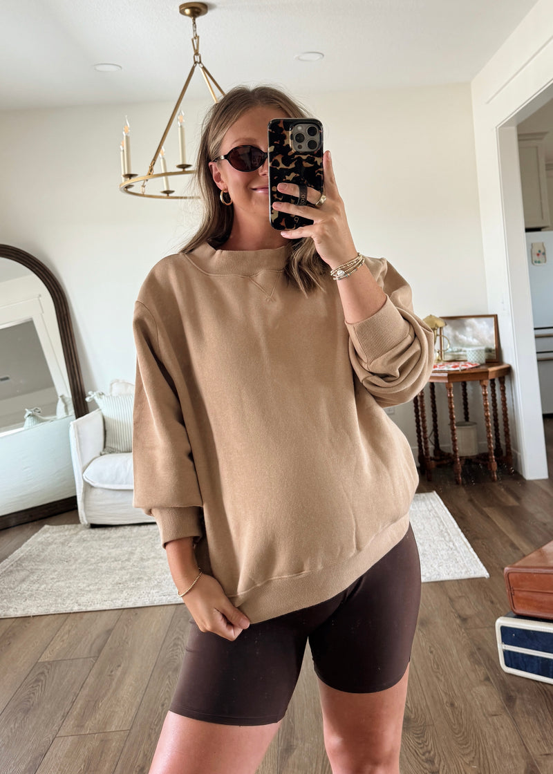 Hattie Mockneck Sweatshirt-Caramel