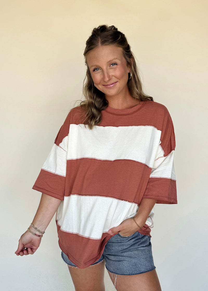 Jovi Colorblock Tee- Rust