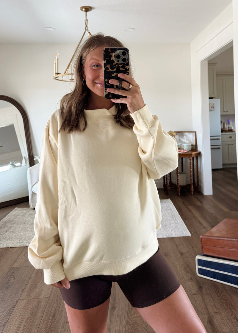 Hattie Mockneck Sweatshirt-Butter Yellow