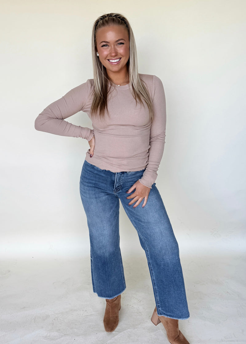 Elliot Essential Ribbed Long Sleeve-Mocha