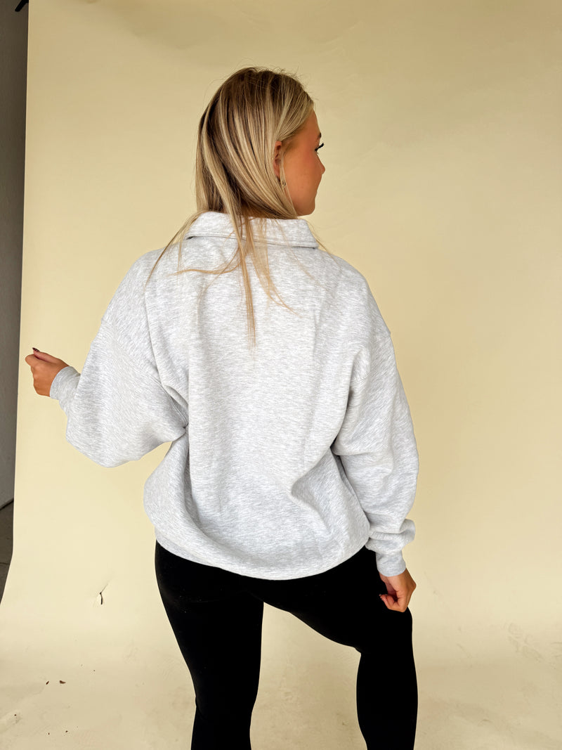 Lauren Henley Button Pullover-Grey