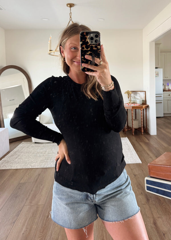 Elle Essential Ribbed Long Sleeve- Black