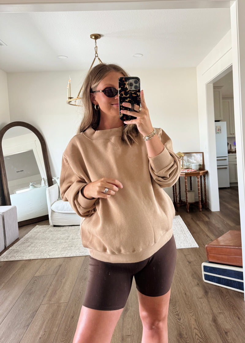 Hattie Mockneck Sweatshirt-Caramel