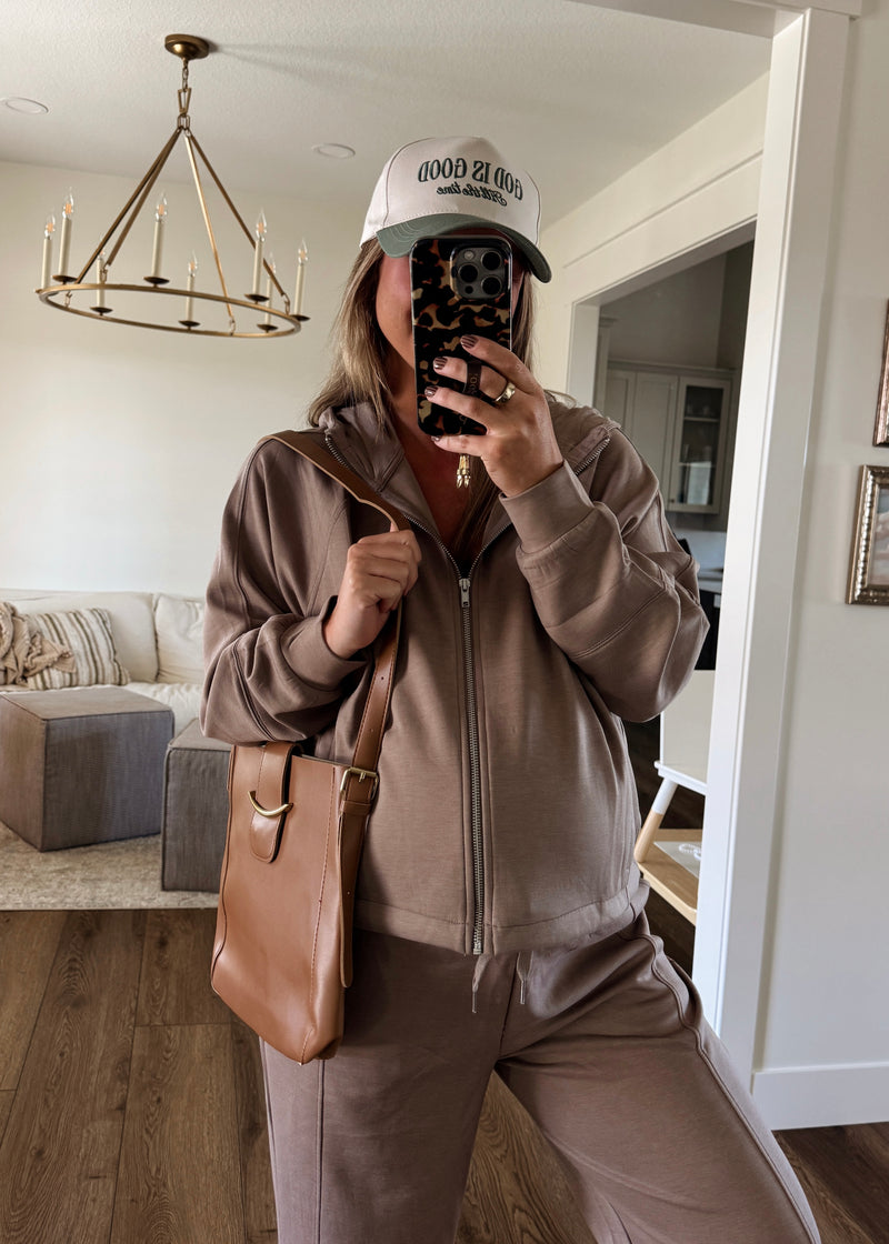 Comfort Season Zip Jacket- Cocoa