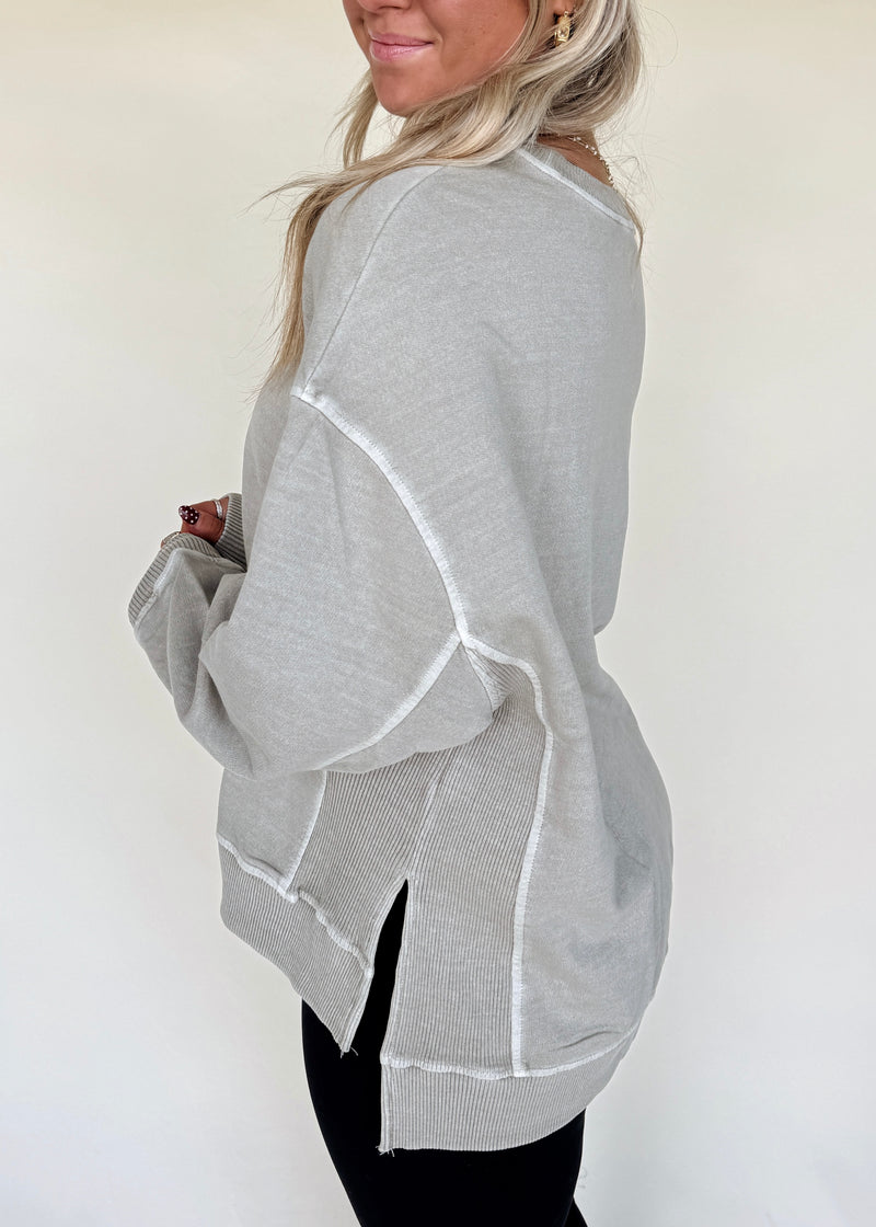 Vintage Wash Pullover-Ash Olive/Mocha