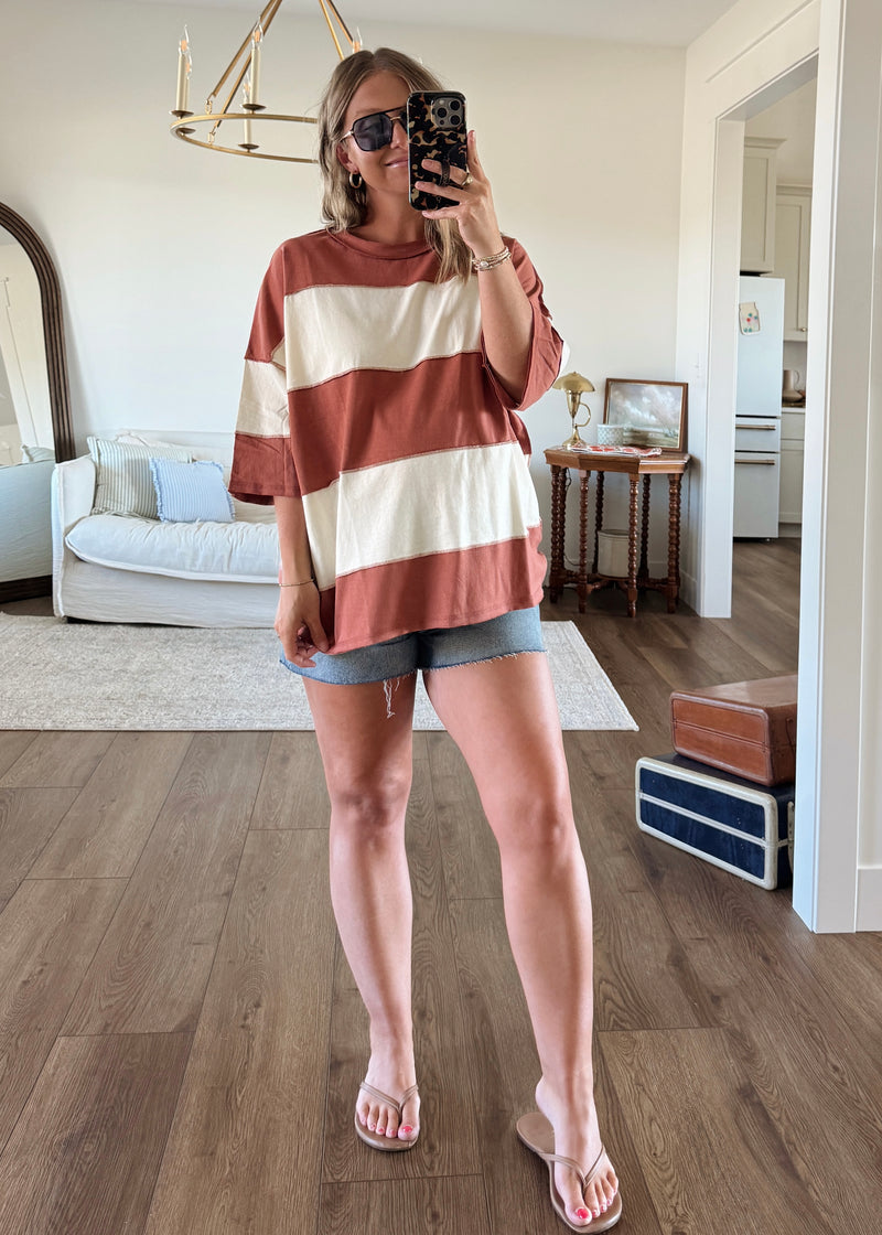 Jovi Colorblock Tee- Rust