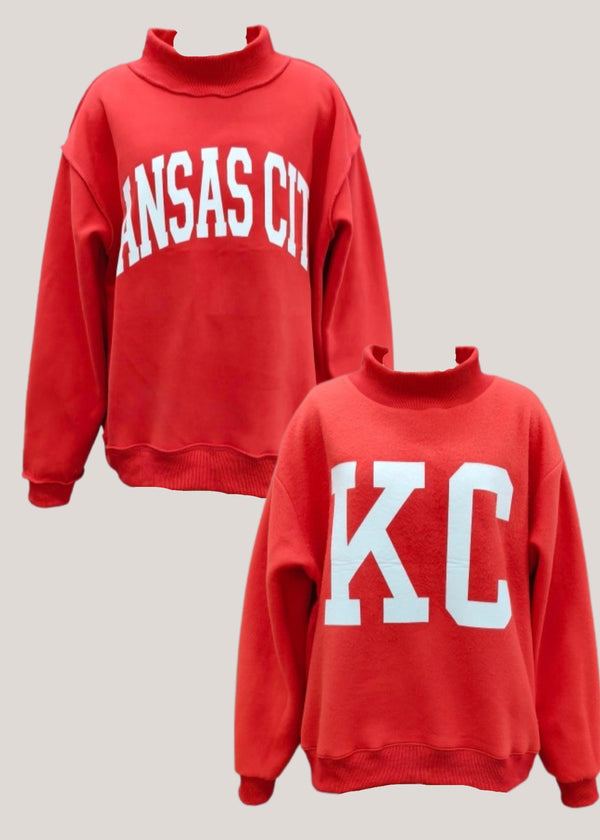 Reversible Chiefs Mock Neck Sweatshirt - RED