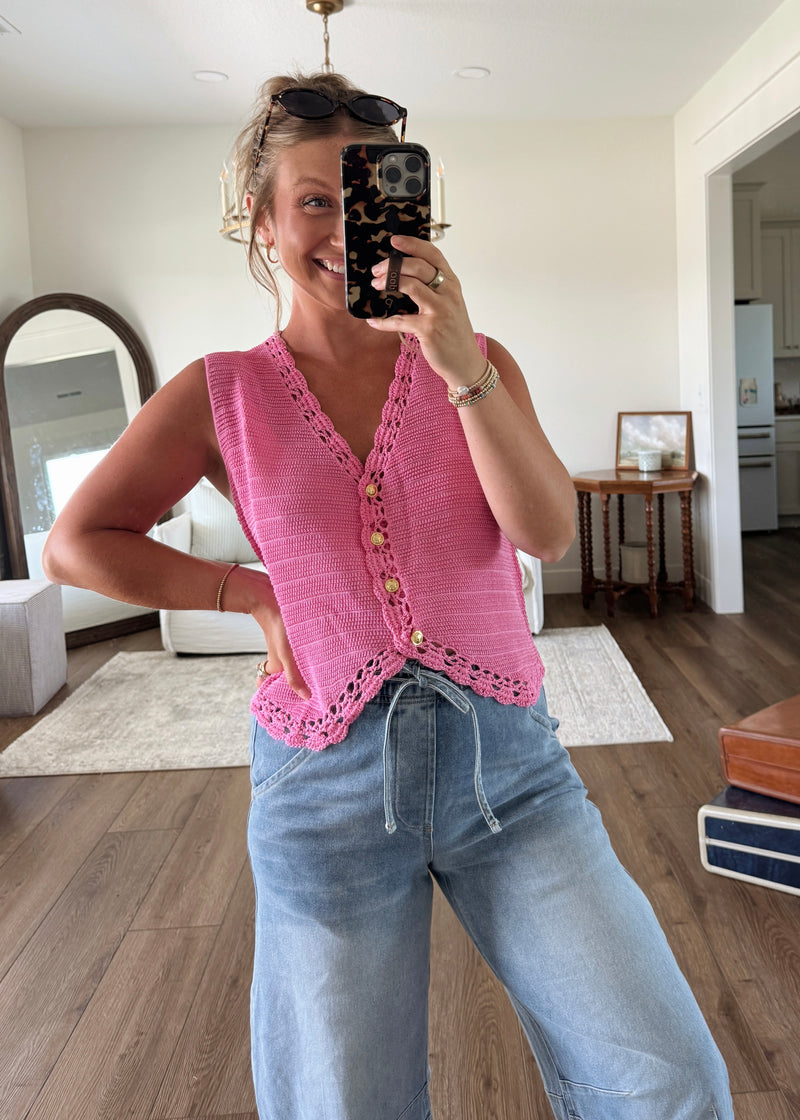 Sofia Summer Knit Tank- Pink