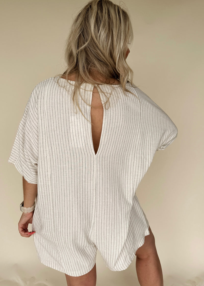 Lena Striped Linen Romper