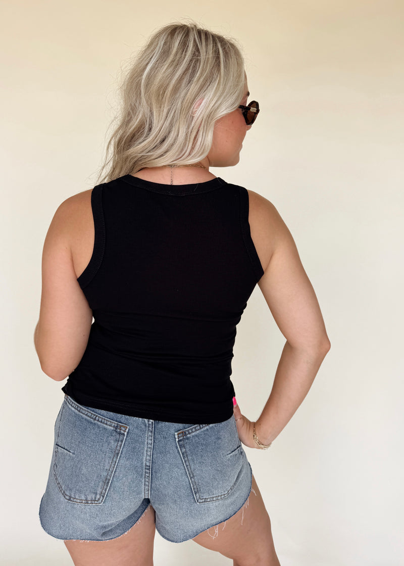 Ella Essential Ribbed Tank-Black