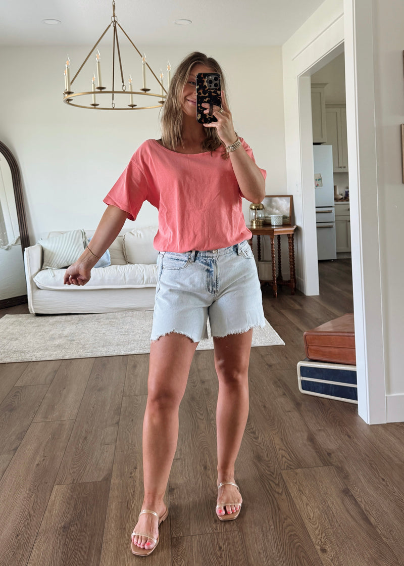 Carefree Tee- Coral