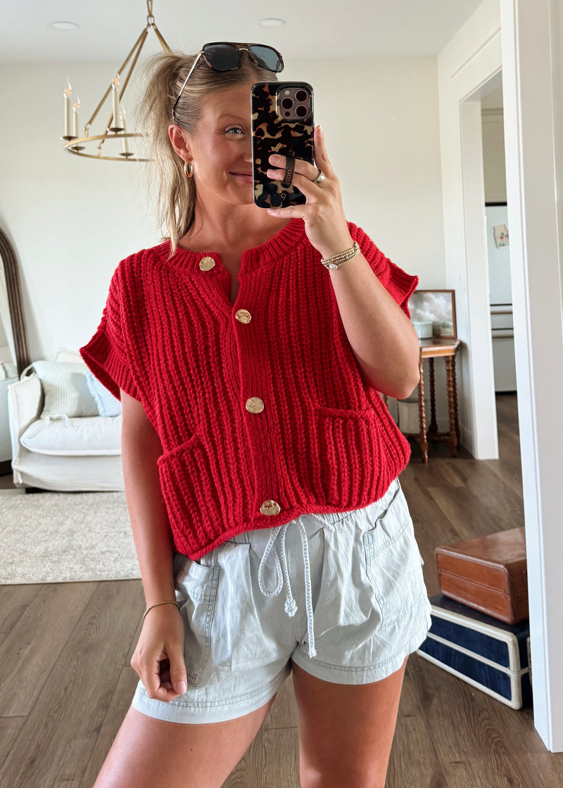 Kaya Knit Sweater Top- Apple
