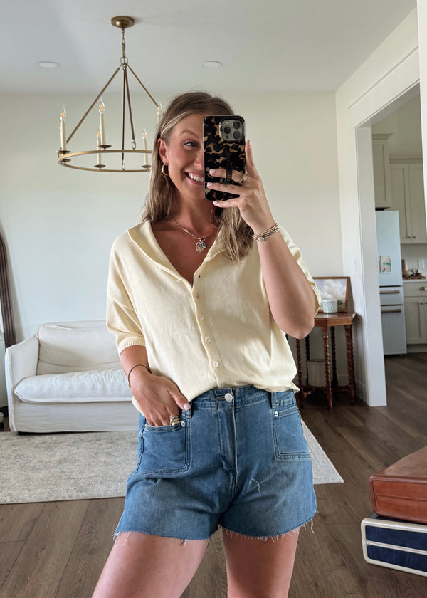 Maeve Cardi Top- Butter Yellow