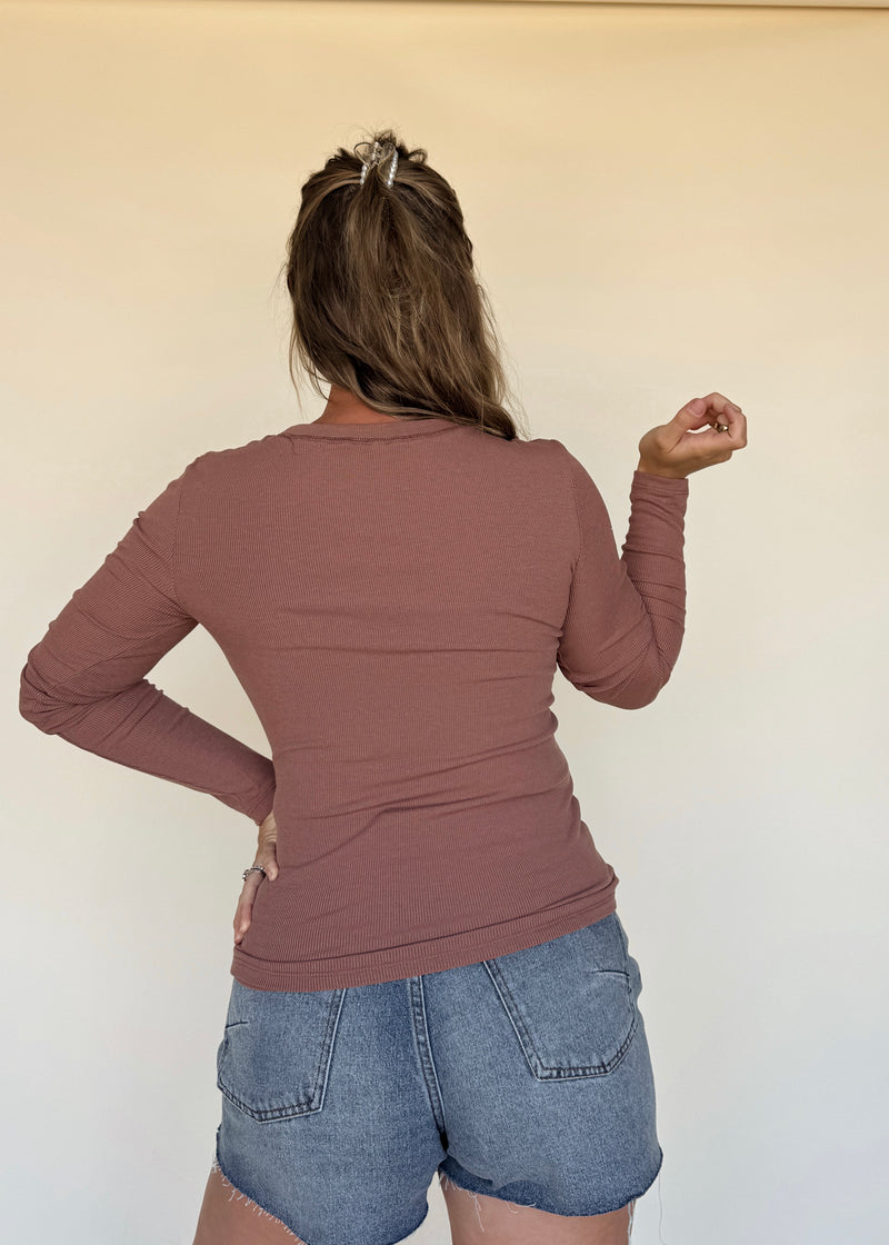 Elliot Essential Ribbed Long Sleeve-Mocha