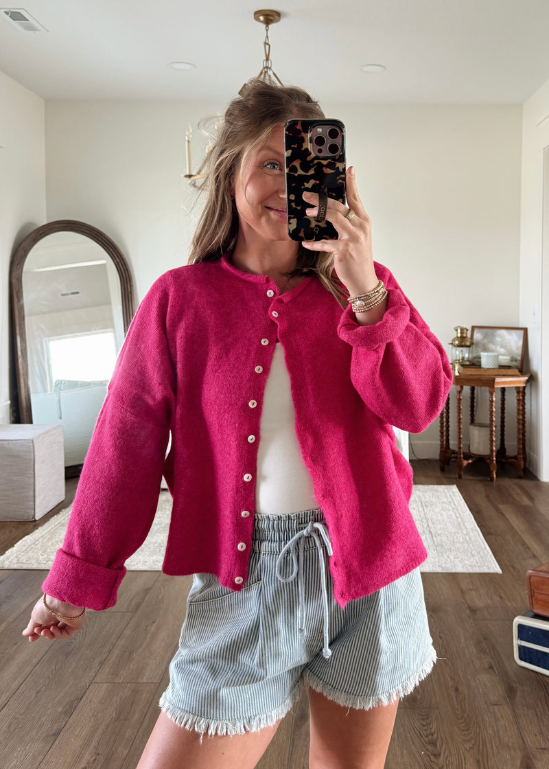 Grace Cardi Top- Fuchsia