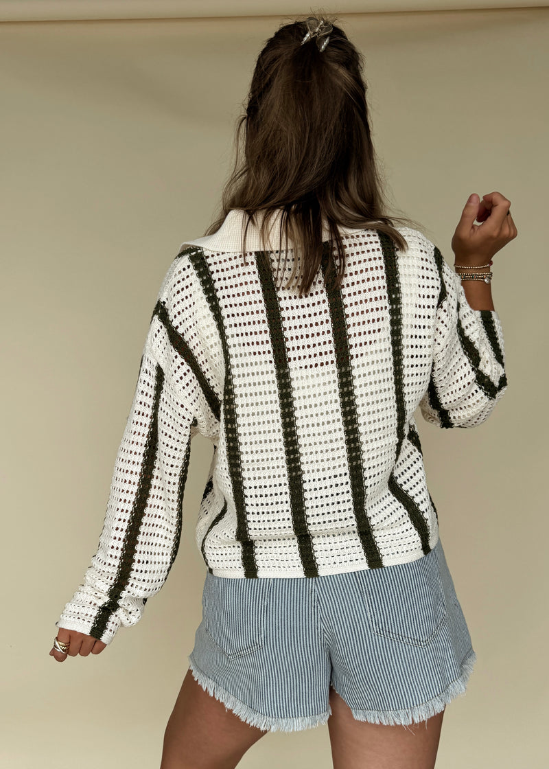 Ollie Stripe Crochet Cardi Top