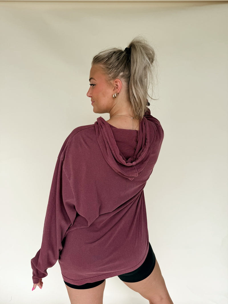 Fresh Breeze Hoodie Top- Plum