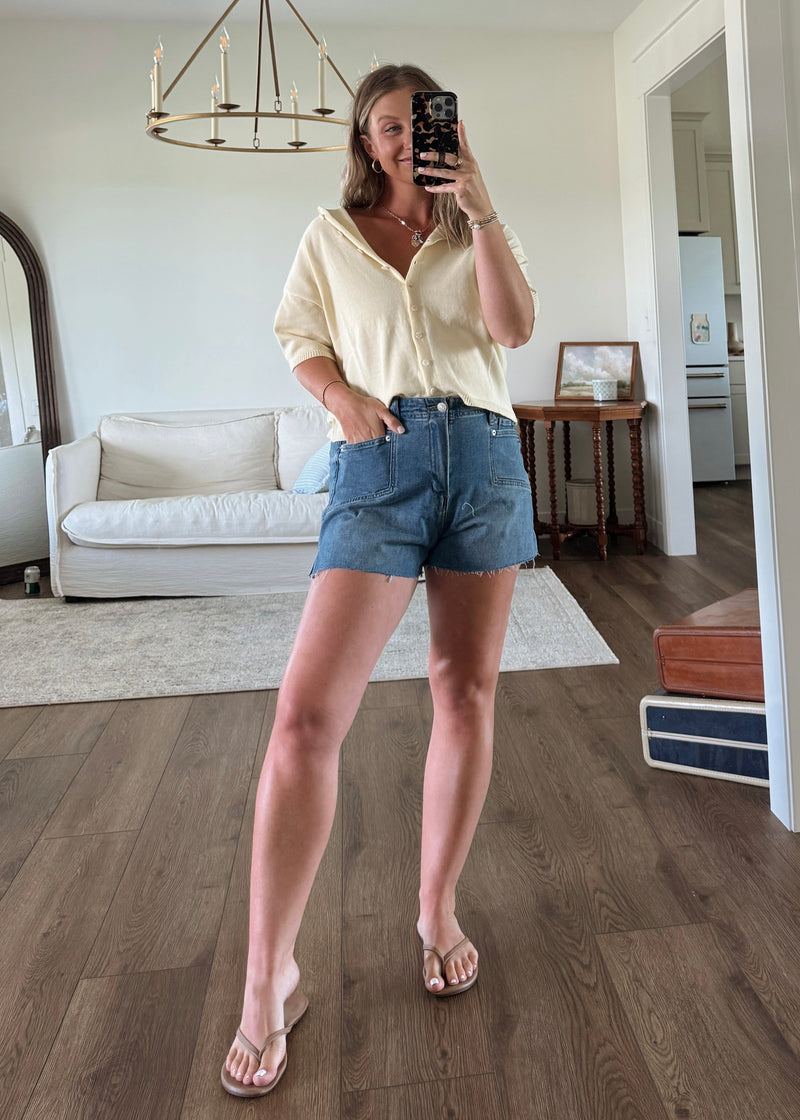 Maeve Cardi Top- Butter Yellow