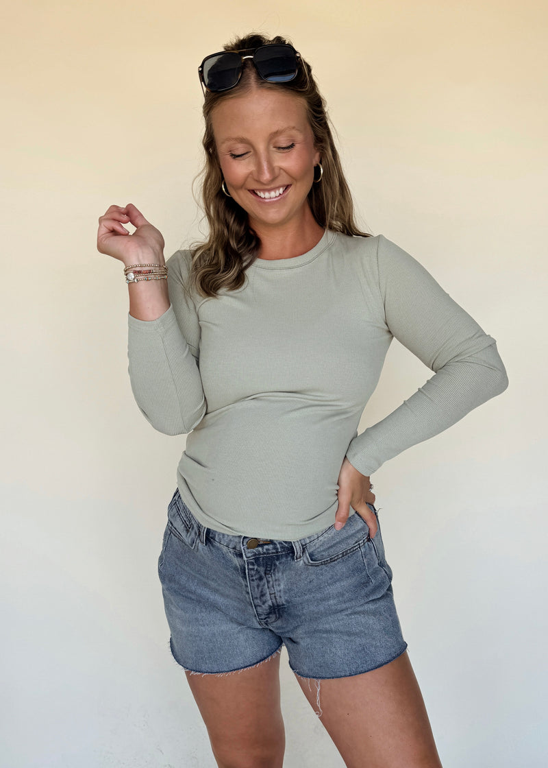 Elliot Essential Ribbed Long Sleeve-Sage