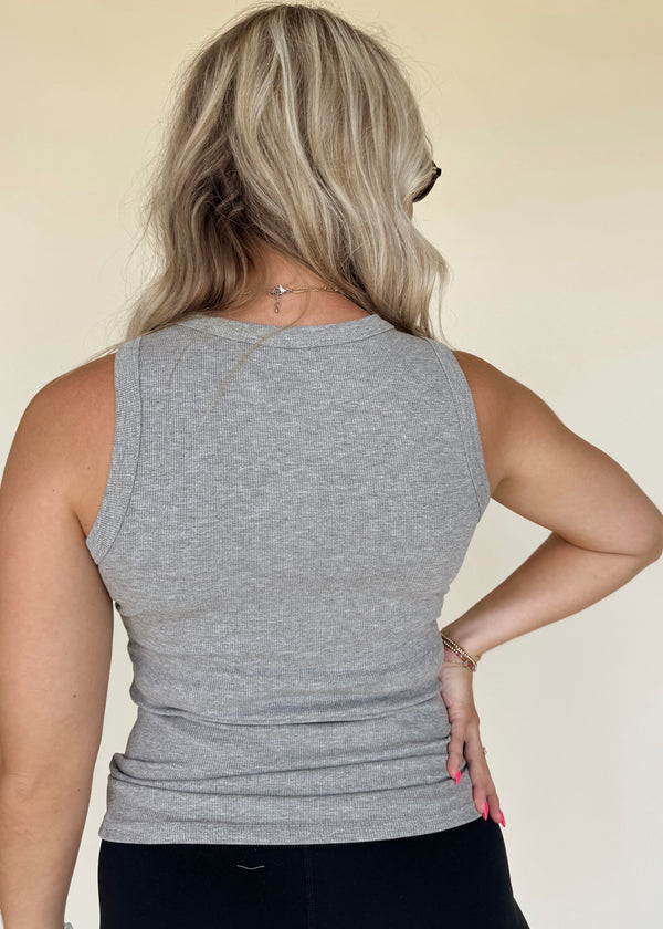 Ella Essential Ribbed Tank-Grey