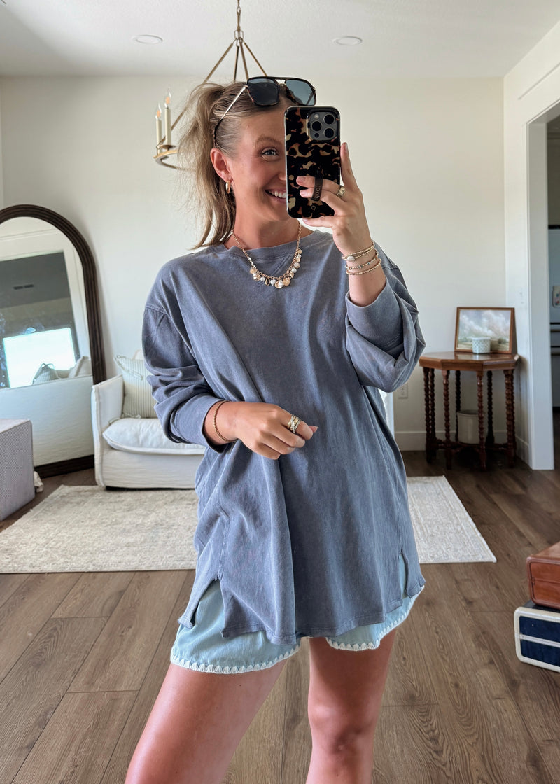Summer Nights Top- Vintage Blue
