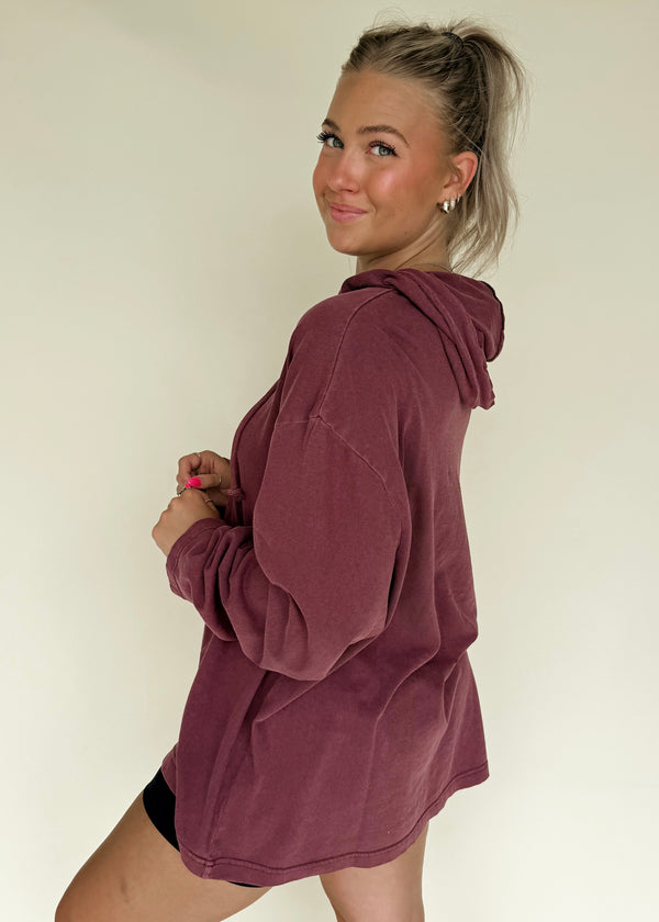Fresh Breeze Hoodie Top- Plum