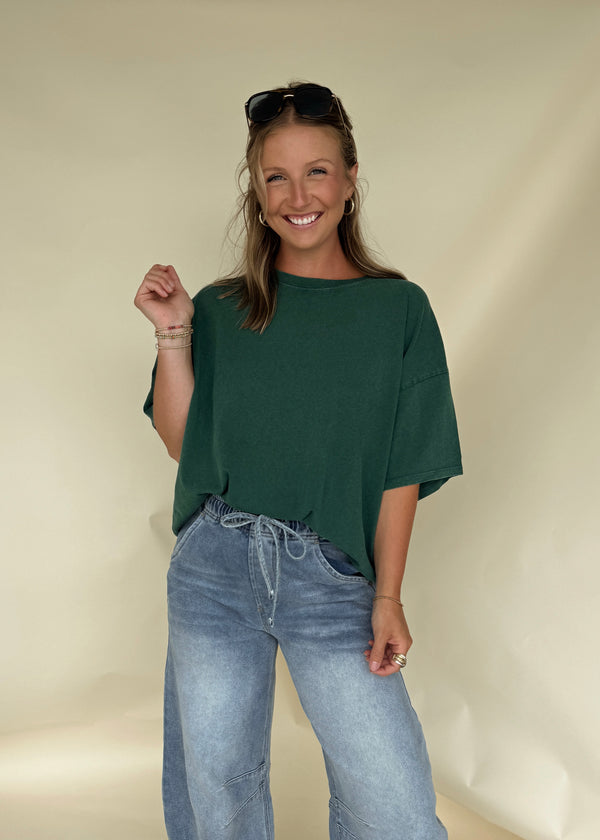 Sun Washed Vintage Tee- Green