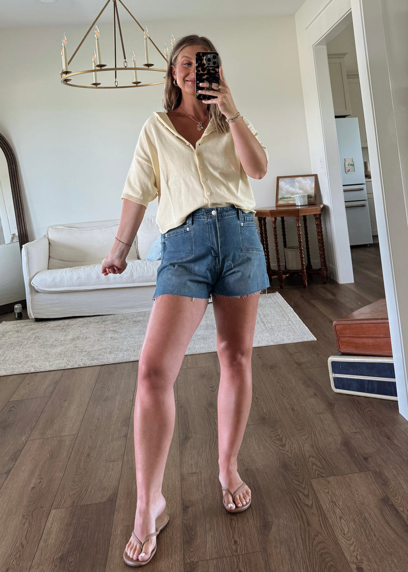 Maeve Cardi Top- Butter Yellow