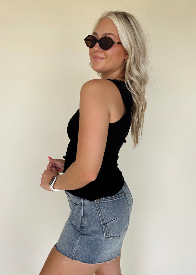 Ella Essential Ribbed Tank-Black