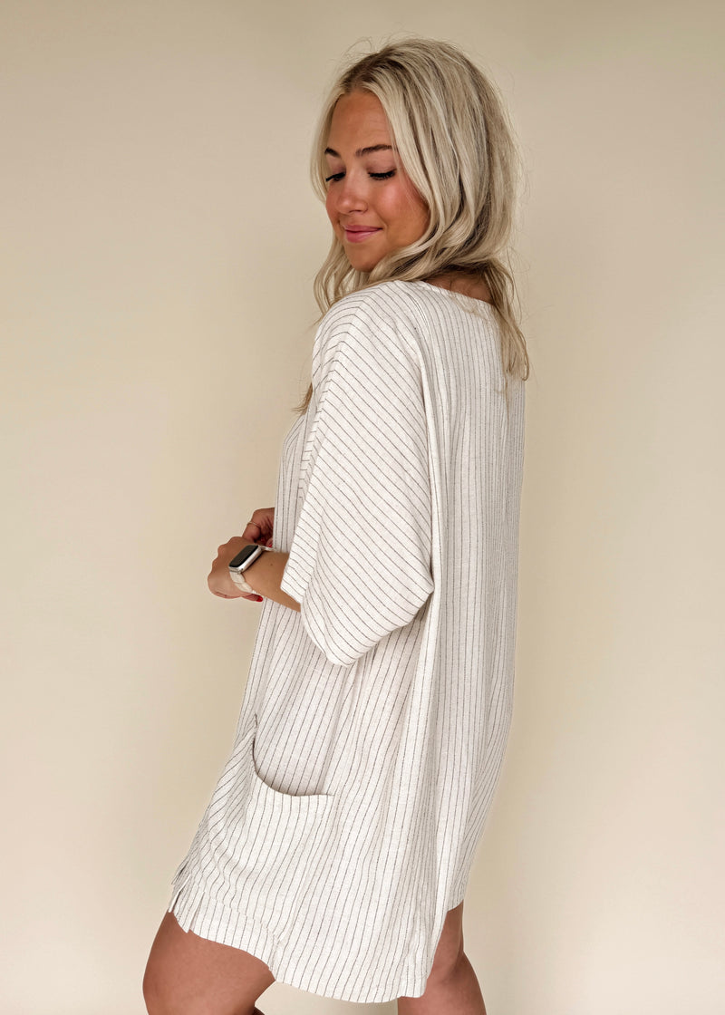 Lena Striped Linen Romper