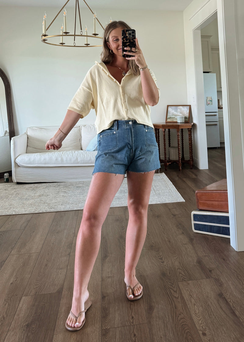 Maeve Cardi Top- Butter Yellow