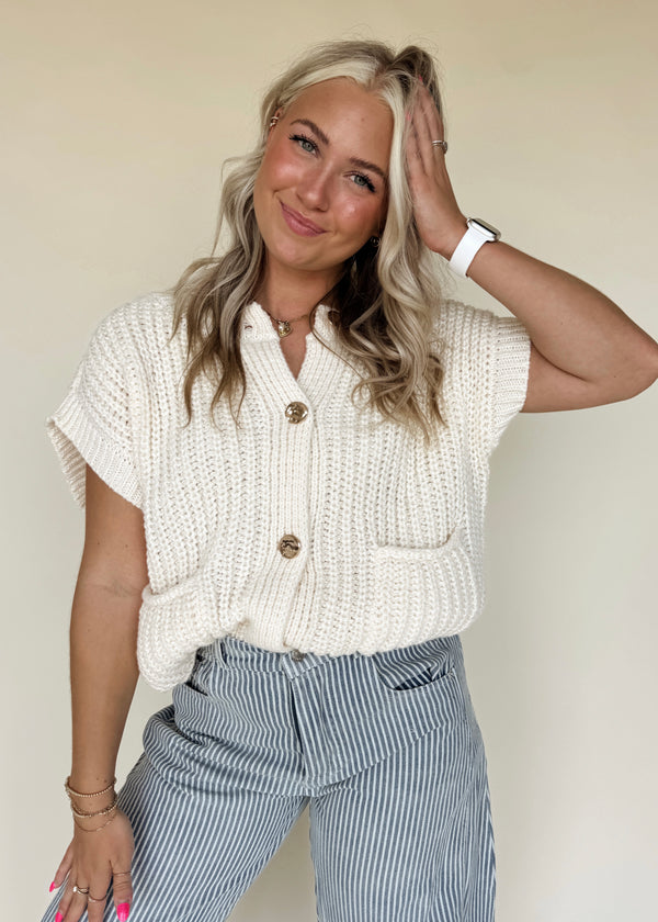 Kaya Knit Sweater Top- Cream
