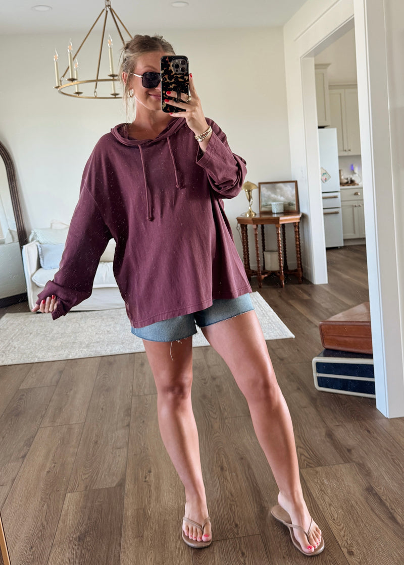 Fresh Breeze Hoodie Top- Plum