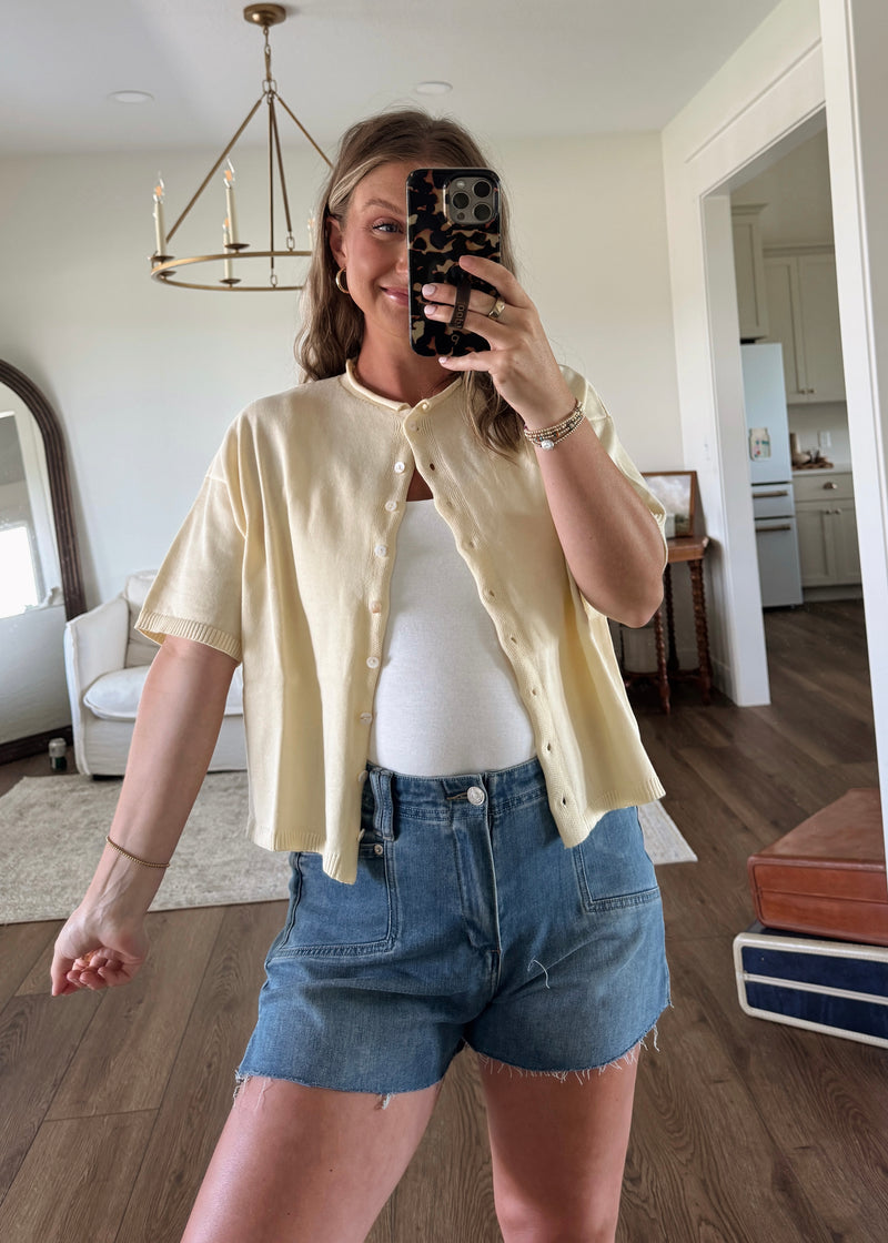 Maeve Cardi Top- Butter Yellow
