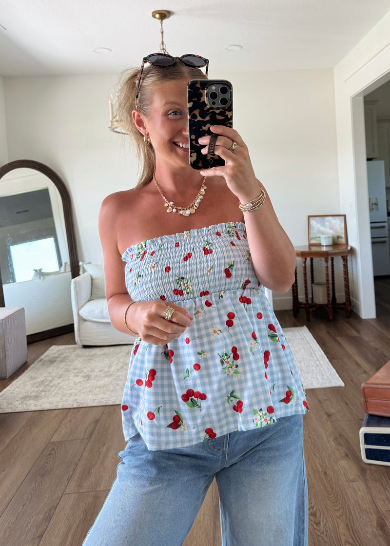 Sweet as Cherries Gingham Top