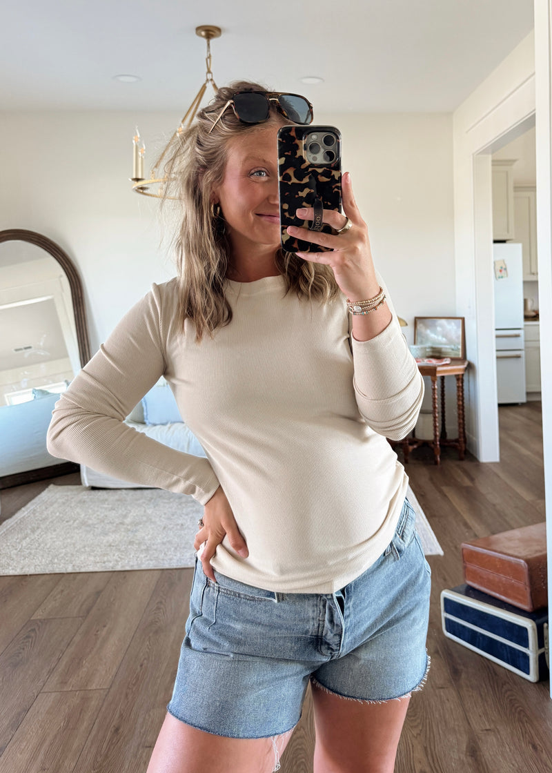 Elliot Essential Ribbed Long Sleeve-Oat