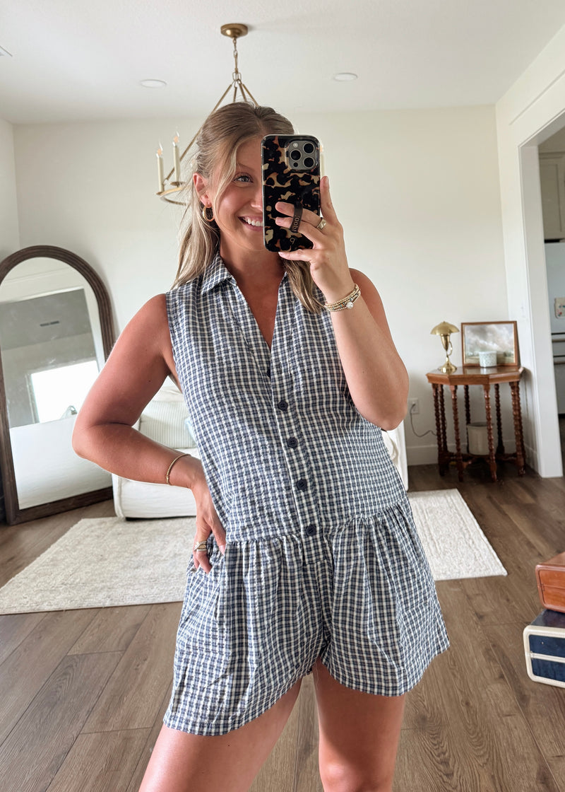 Evan Gingham Romper