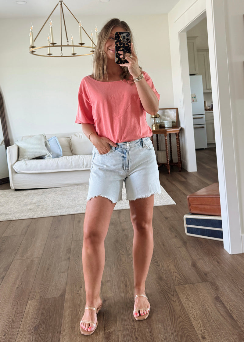 Carefree Tee- Coral
