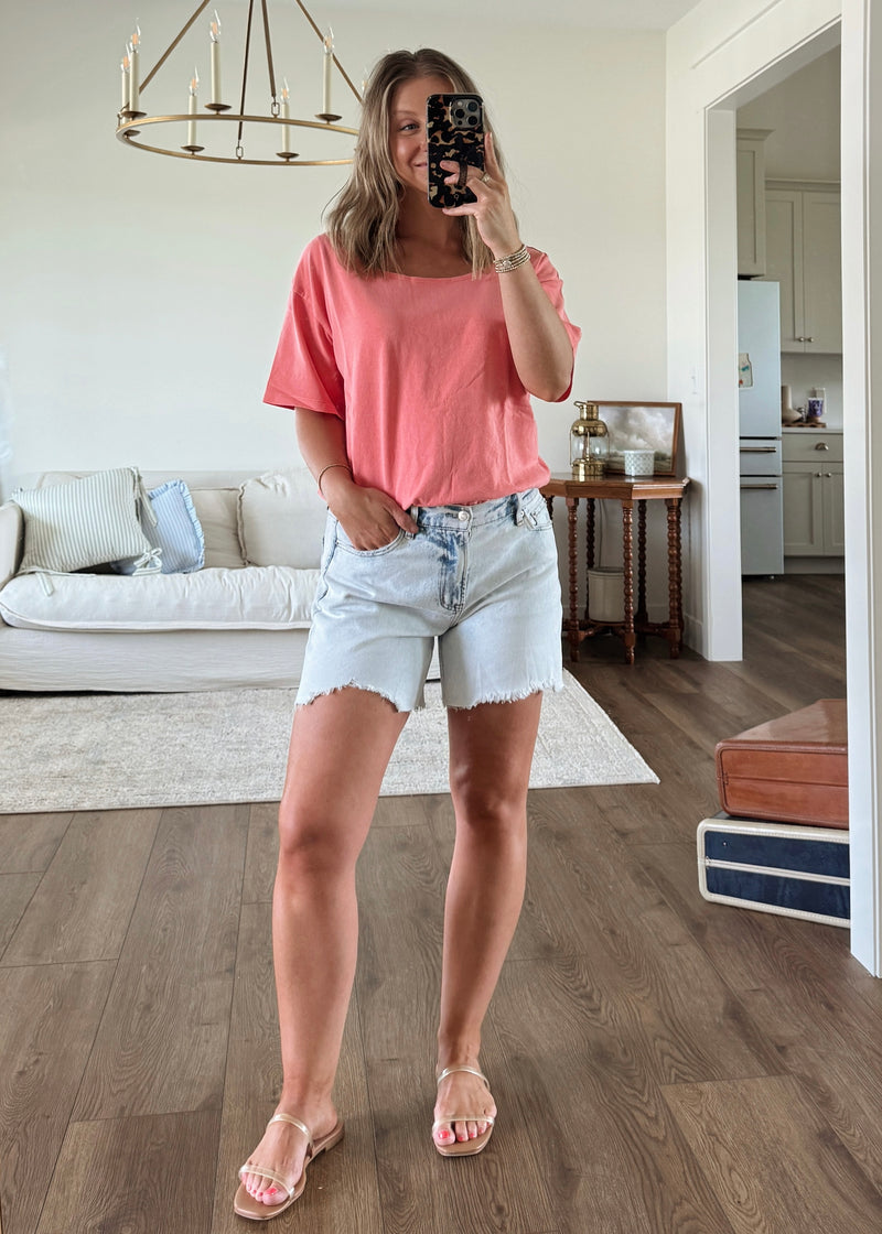 Carefree Tee- Coral